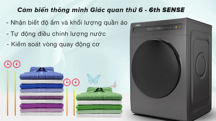 Máy Giặt Sấy Whirlpool SaniCare Inverter Giặt 9.5 Kg - Sấy 7 Kg WWEB95702FG